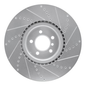 Land Rover Range Rover Brake Rotor (1) - Front Left - R1 Concepts - Drilled & Slotted - Silver - `10-`12